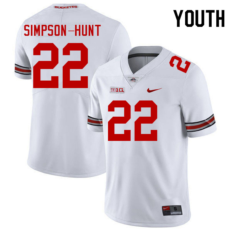 Youth #22 Calvin Simpson-Hunt Ohio State Buckeyes College Football Jerseys Stitched-White